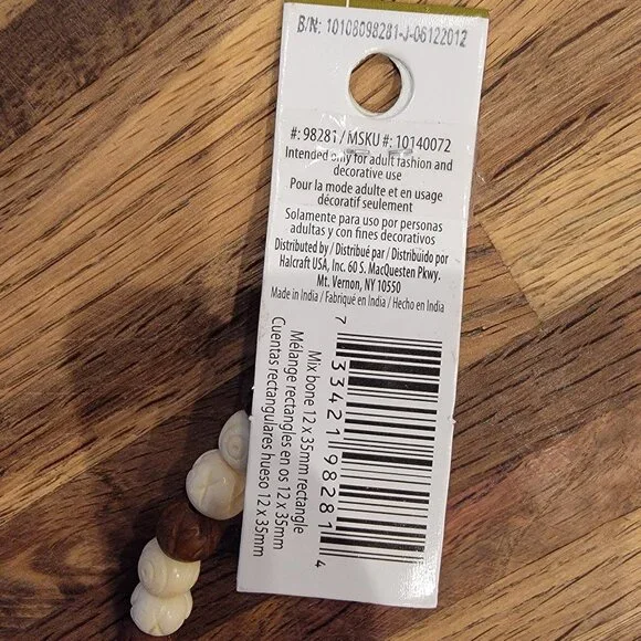 Mix Bone 12x35MM Carved Bead 21PC Strand Halcraft Bead Gallery - Picture 6 of 8